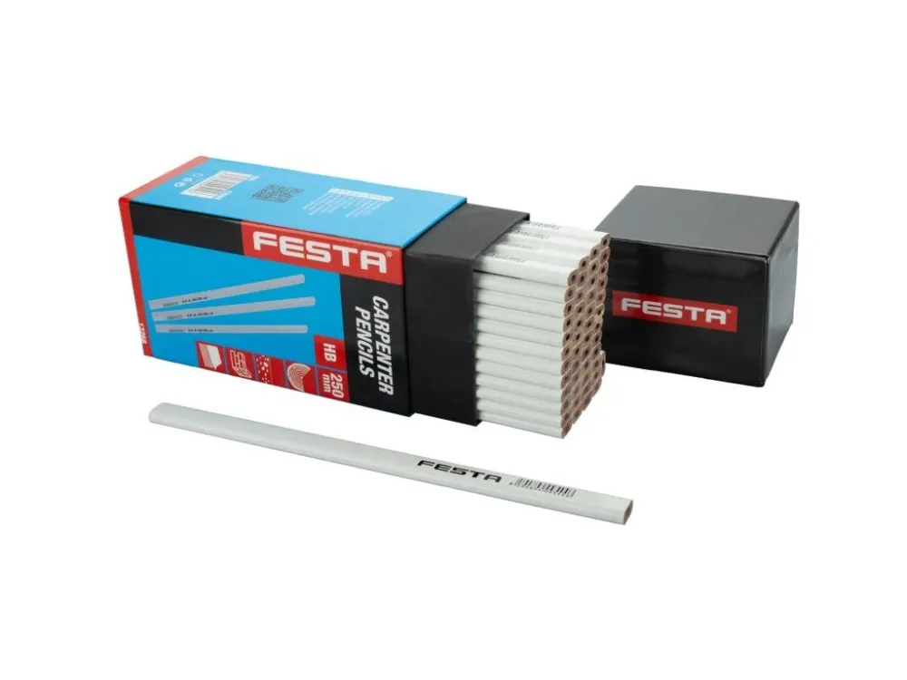 Tužka tesařská FESTA 250mm HB (bílý lak) Vysoce Kvalitní