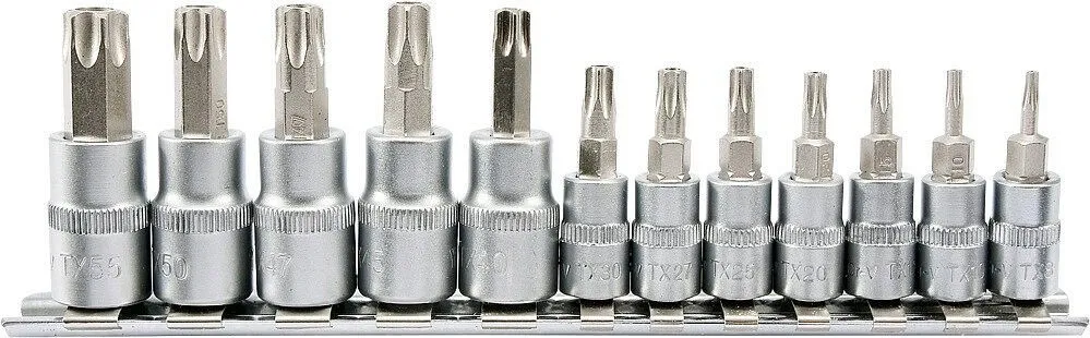 Nová Kolekce Sada hlavic s bity TORX s otvorem 1/4" a 3/8" 12 ks - YT-04332
