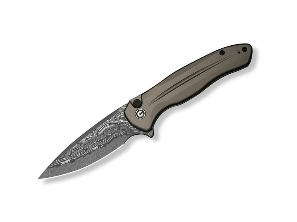 Nejlepší Cena Civivi Button Lock Kitefin C24091-DS1 Damascus Brownish Gray Aluminum kapesní nůž